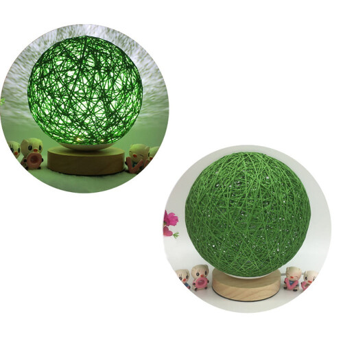 Επιτραπέζιο φωτιστικό LED 3D USB από rattan με ξύλινη βάση 15cm 2