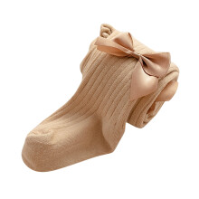 Cotton bow leggings for girls stretchy full-length