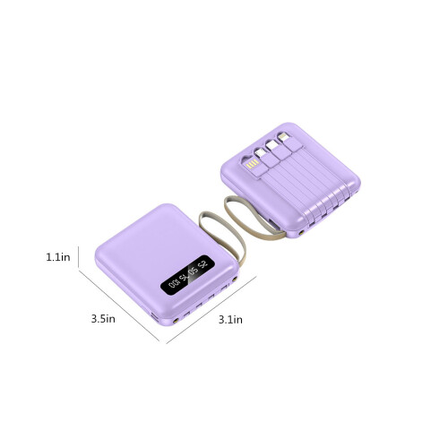 Φορητός φορτιστής shyuyusa 10000mAh με ενσωματωμένα καλώδια, 4 έξοδοι, 3 είσοδοι, μίνι power 1