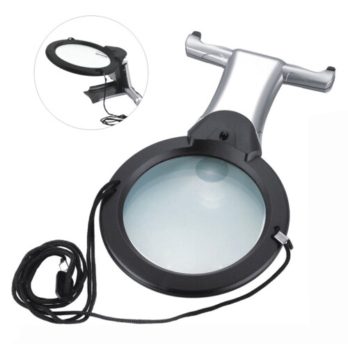 Lighted magnifying glass neck wearable handheld desktop 2