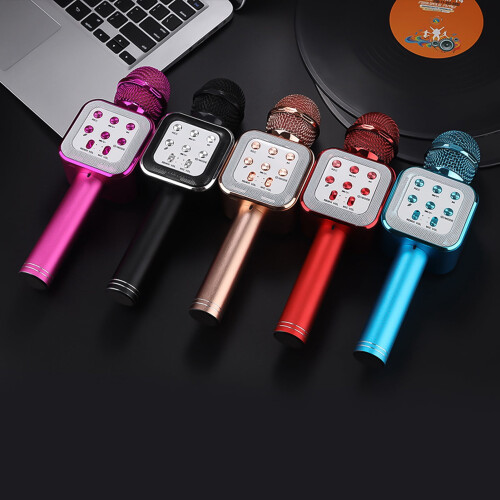 Bluetooth wireless karaoke microphone with LED lights ABS 1
