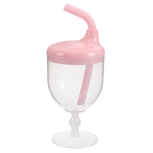 Copo de suco infantil com canudo rosa (1 unidade)