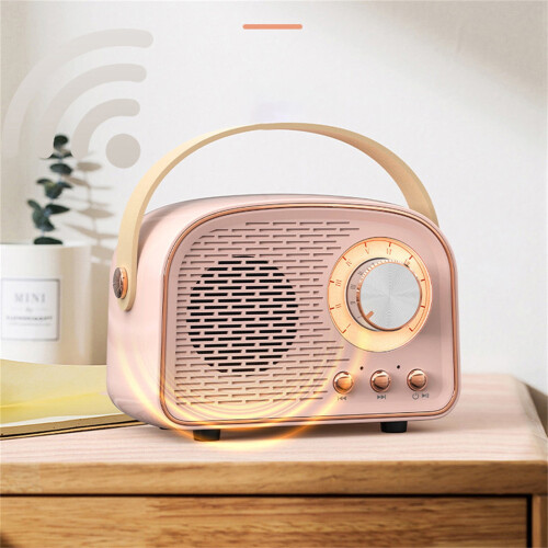 Caixa de som Bluetooth retrô portátil mini sem fio com FM e USB 2
