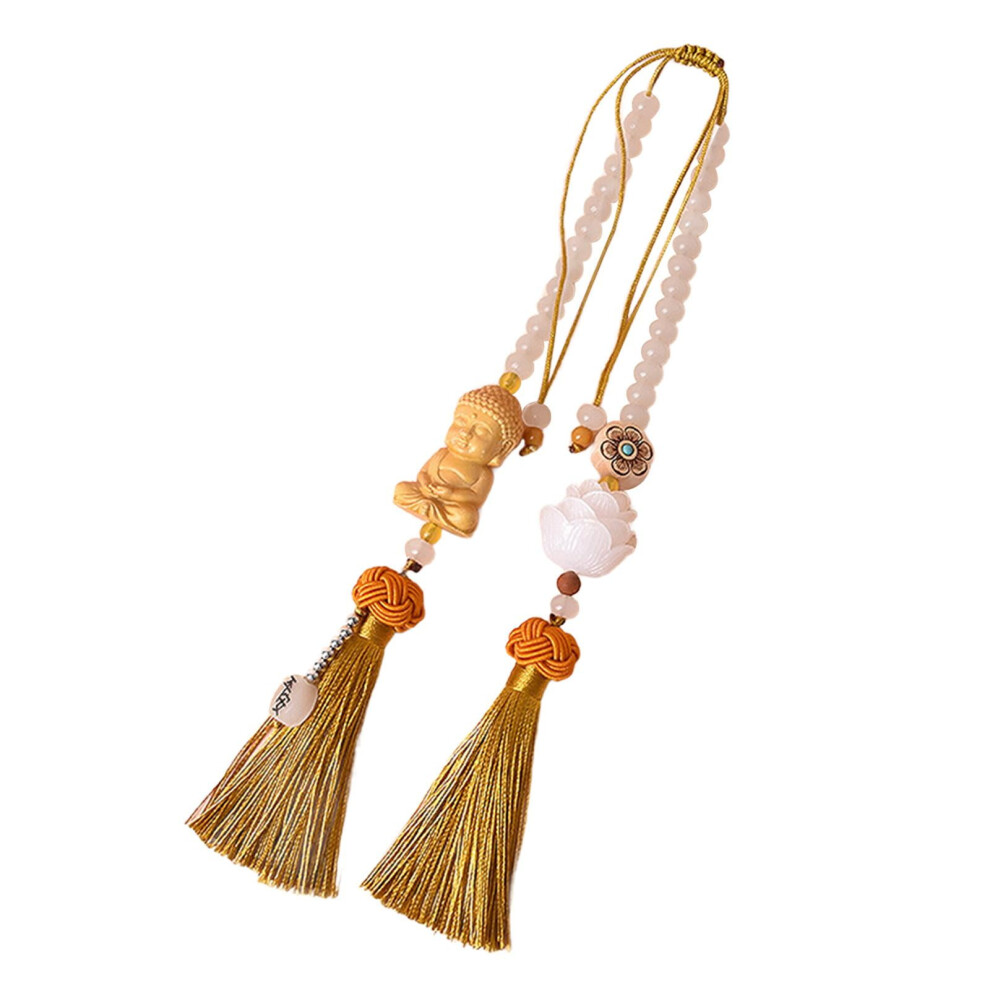Buddha Statue Hanging Ornament Lotus Bead Charm With Yellow 9023022054456