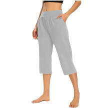 Pantaloni capri da donna taglie forti con elastico in vita e tasche