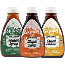 Skinny Syrup 3 Pack (3 x 425ml) – Maple Syrup, Salted Caramel, Golden Syrup – Zero Calorie, Sugar Free Coffee & Pancake Syrups – Low Calorie, Ke