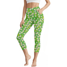 Women's High Waist Yoga Capris with Pockets Slim Fit