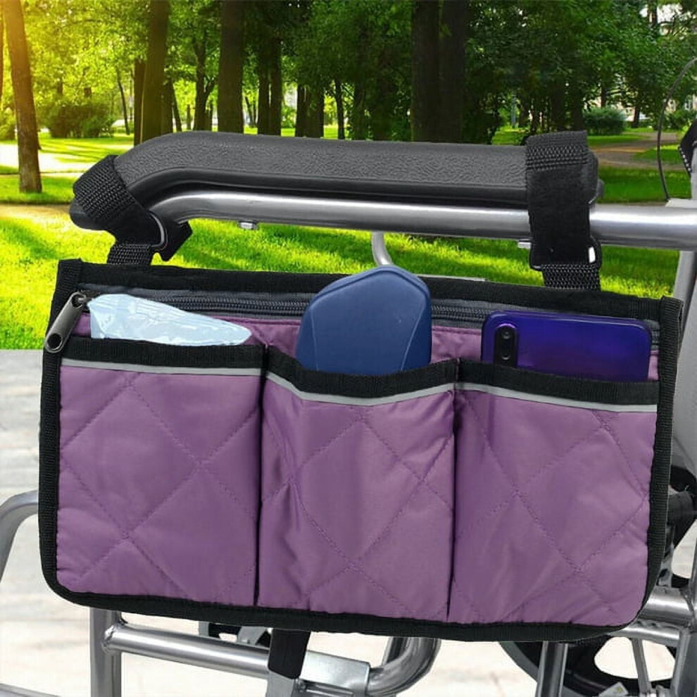 Wheelchair Armrest Bag Waterproof with Reflective Stripes
