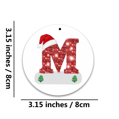 Christmas Tree Ornaments Letters with Red Hat 3 inch 1