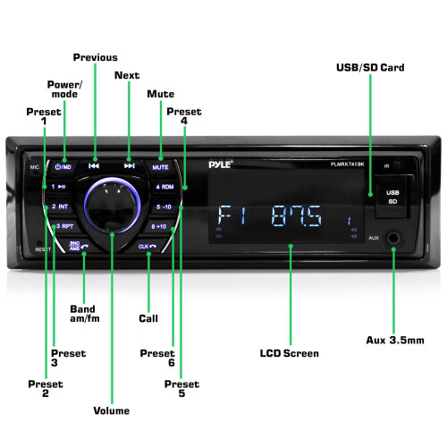 Pyle PLMRKT46BK 5,25 ιντσών Bluetooth Marine Receiver Stereo & Speaker Kit, Μαύρο 1