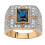Men's Square Faux Sapphire Rhinestone Ring 1