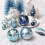 Owl and Winter Tree Ornament Set Blue Silver 80 pcs 6
