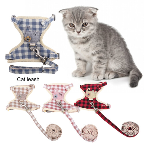 Cat Harness and Leash Set Adjustable Soft Escape-Proof Vest