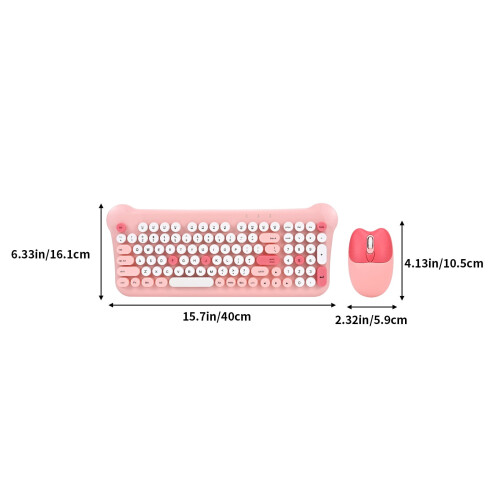 Retro Round Wireless Keyboard and Mouse Set 2-Piece 2
