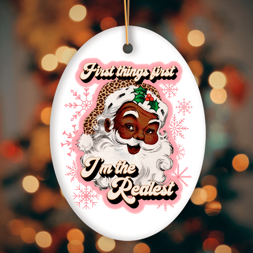 Black Santa Christmas Ornament Realist Style 1