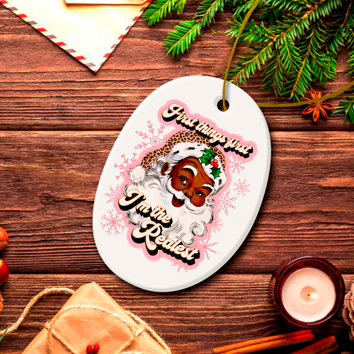 Black Santa Christmas Ornament Realist Style 2