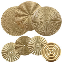 Ensemble de 7 disques dorés décoratifs muraux en métal, 25 x 25 x 0,2 cm