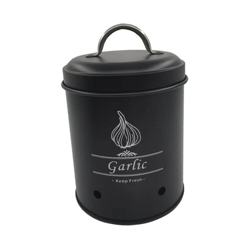 Metal vintage vegetable storage bin black garlic 2