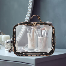Make-up tasje van stof met luipaardprint (1 set)