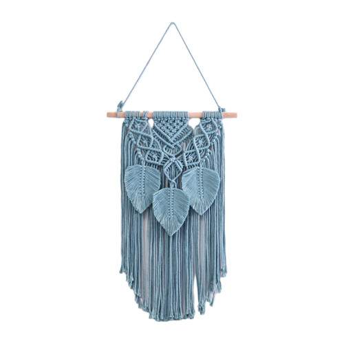 Macrame Wall Hanging Tapestry Blue Handmade 1 Piece 2