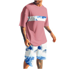 Men's 2-Piece Sports Shorts Set Slim Fit Round Neck