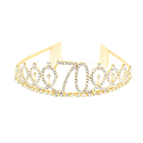 Bursdagskrone med strass i legering, 1 stk.