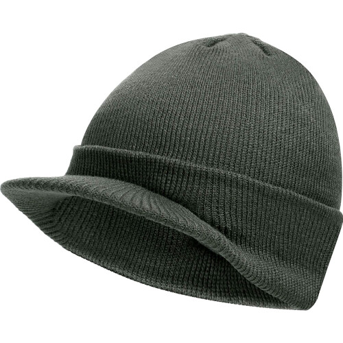 Herren-Winterstrickmütze mit Krempe, Grau