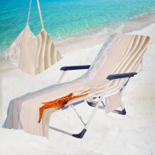 Housse de chaise de plage bohème en microfibre avec poches latérales