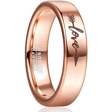 Alliance en tungstène doré rose pour femme, 6 mm