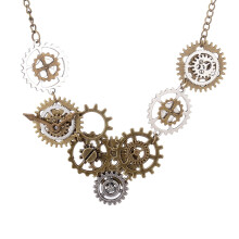 Colier cu pandantiv Steampunk, design vintage cu mecanism de ceasornic