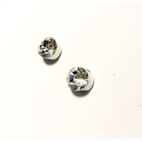 Magnet earrings white round stones silver 4 pairs 2