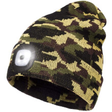 LED čiapka beanie unisex USB nabíjateľná 4-LED zimná pletená