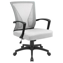 Mesh office chair with lumbar support and armrests white
