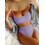 Hotian Damen High-Waist Rippstrick-Cami-Bikini-Set hell 1