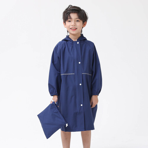 Kids' waterproof rain poncho hooded solid color