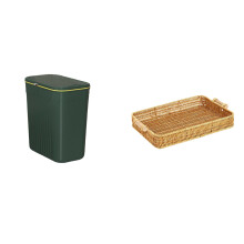 Panier à déchets tressé peu encombrant et support pour coupe à fruits