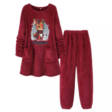 Női karácsonyi mintás polár pizsama szett S-2XL