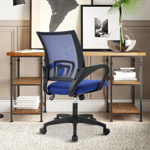 Ergonomic Office Chair Blue Adjustable Height with Armrests