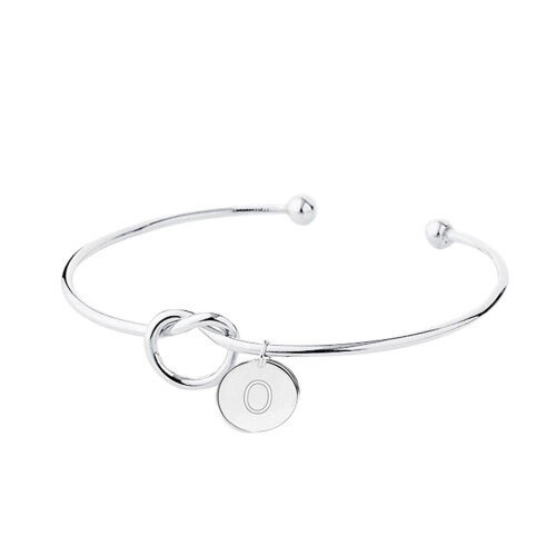 Silbernes Armband mit Liebesknoten und Initialen