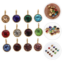 Golden Stainless Steel Birthstone Charms 12 Pieces