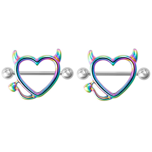Δαχτυλίδια μπάρας θηλής Fangs Design από ατσάλι, πολύχρωμα