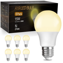 A19LED žiarovky Mäkká biela 2700K15W1500LM E26 6 kusov