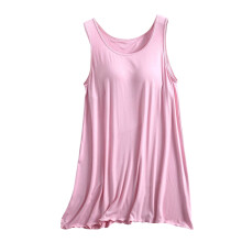 Women's sleeveless nightgown with padded cups, mid-length,