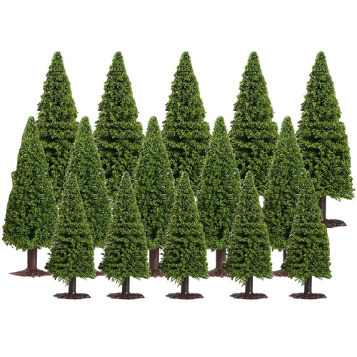 Mini Pine Sisal Christmas Trees Dark Green 15 Pcs