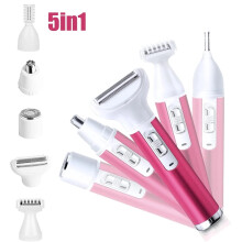 Women's 5-in-1 wet/dry electric face razor