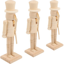 Blanco notenkrakerornamenten, kaki, set van 3