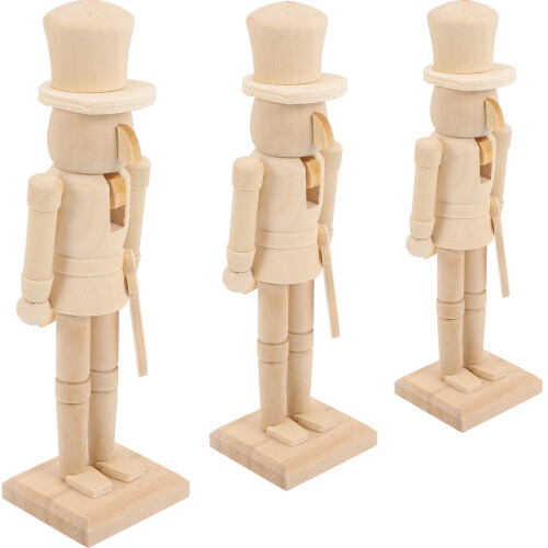 Blanco notenkrakerornamenten, kaki, set van 3