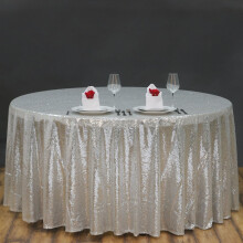 Runde Pailletten-Tischdecke Silber 120 Zoll