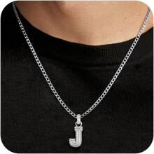 Initial Pendant Necklace for Men 18K Gold Plated Cuban