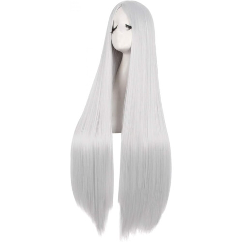 Cosplay wig natural soft straight silver grey 100cm 2